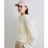 リボンヤーンジップリブネックカーディガン | VIS  | 詳細画像5 