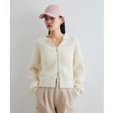 リボンヤーンジップリブネックカーディガン | VIS  | 詳細画像6 