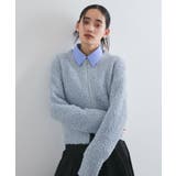 リボンヤーンジップリブネックカーディガン | VIS  | 詳細画像7 