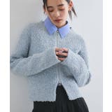 ブルー系(45) | リボンヤーンジップリブネックカーディガン | VIS 