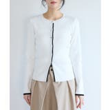 バイカラークルーネックカーディガン | VIS | 詳細画像18