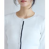 バイカラークルーネックカーディガン | VIS | 詳細画像21