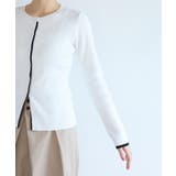 バイカラークルーネックカーディガン | VIS | 詳細画像23