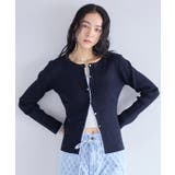 バイカラークルーネックカーディガン | VIS | 詳細画像7