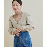 パワショルボリュームスリーブ片畦Vネックカーディガン | VIS | 詳細画像5