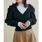 ブラック(01) | パワショルボリュームスリーブ片畦Vネックカーディガン | VIS