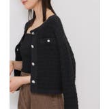 ファンシーツイードメタルボタンカーディガン | VIS  | 詳細画像8 