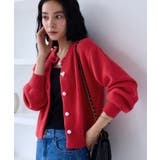 レッド(60) | ハートアソートパール釦ラメミックスカーディガン イージーケア 一部WEB限定カラー | VIS 