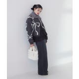 リボンモチーフジャガードカーディガン/イージーケア | VIS  | 詳細画像3 