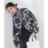 リボンモチーフジャガードカーディガン/イージーケア | VIS  | 詳細画像4 