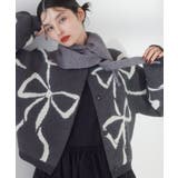 グレー(07) | リボンモチーフジャガードカーディガン/イージーケア | VIS 