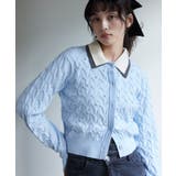 サックス(48) | パールケーブルカーディガン | VIS 