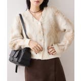 アート柄ジャガード起毛ニットカーディガン/イージーケア | VIS  | 詳細画像1 