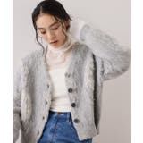 ライトグレー(08) | アート柄ジャガード起毛ニットカーディガン/イージーケア | VIS 