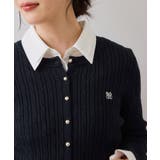 ネイビー(40) | ケーブルコンパクトカーディガン | VIS 