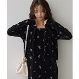 ブラック系(02) | カラー刺繍ベロアカーディガン | VIS