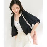 ブラック(01) | 【洗える】リバーシブルシフォンジャガードブラウスカーディガン | VIS 