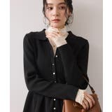 ブラック(01) | 【洗える】襟付きペプラムカーディガン | VIS 