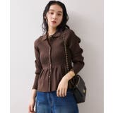 ブラウン(20) | 【洗える】襟付きペプラムカーディガン | VIS 