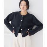 ネイビー(40) | 接結ミニフェザーニットジャケットカーディガン/一部WEB限定カラー | VIS