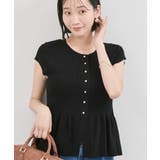 ブラック(01) | 【アンチピリング/洗える】美SMARTショートスリーブペプラムニット | VIS