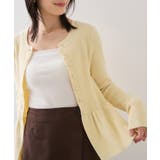 イエロー系(82) | ペプラム切替モールニットカーディガン/イージーケア | VIS 