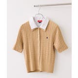 ベージュ(27) | 【POLO BCS】VIS別注ケーブルドッキング衿付きカーディガン | VIS