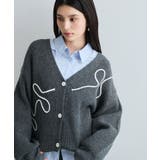 【WEB 一部店舗限定】リボンコード刺繍Vネックカーディガン【セットアップ対応】 | VIS  | 詳細画像4 