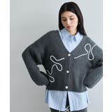 チャコール(06) | 【WEB 一部店舗限定】リボンコード刺繍Vネックカーディガン【セットアップ対応】 | VIS 