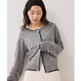 グレー(07) | 【WEB限定】麻ライクドット配色カーディガン | VIS 