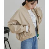 ベージュ(27) | 【STAYC J 着用】リーフキルティング&合皮アソートブルゾン | VIS