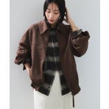 ブラウン(20) | 合皮&スエードライクジップアップブルゾン | VIS