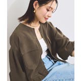 カーキー(36) | 気流染めリネンライクダブルポケットブルゾン | VIS