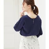 ネイビー(40) | 【前後2WAY】バック釦ボリュームスリーブ7分袖プルオーバー | VIS