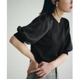 ブラック(01) | 【新色追加】上品な雰囲気で魅せる袖オーガーンジー半袖プルオーバー | VIS