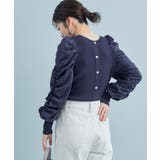 ネイビー(40) | 【前後2WAY】くしゅっと袖シャーリングニット | VIS