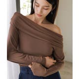 ダークブラウン(20) | タックディテールオフショルカットソー | VIS 