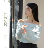 サックス(48) | タックディテールオフショルカットソー | VIS 