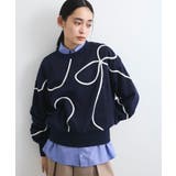 ネイビー(40) | 【洗える】ハート&リボンコード刺繍スウェット | VIS