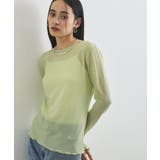 黄緑 | クルーネックインナートップス(レース・チェック・ラメ・シアー) | VIS