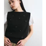 ブラック(01) | フラワーモチーフニットベスト | VIS