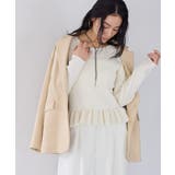 ホワイト(10) | スラブヤーンペプラムフリルニットプルオーバー | VIS 