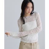 ホワイト(10) | シャーリングスリーブレースプルオーバー | VIS 