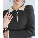 ダブルカラーポロニットトップス | VIS | 詳細画像11