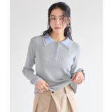 ダブルカラーポロニットトップス | VIS | 詳細画像3