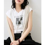 ホワイト(10) | フォト＆ロゴプリントフレンチスリーブTシャツ/接触冷感 | VIS 