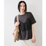 チャコール(06) | トロンプルイユプリントTシャツ | VIS 