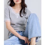 レーストリムVネックTシャツ/汗ジミ加工 | VIS  | 詳細画像6 