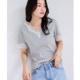 ライトグレー(08) | レーストリムVネックTシャツ/汗ジミ加工 | VIS 