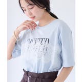 サックス(48) | レースレイヤードロゴ半袖Tシャツ | VIS